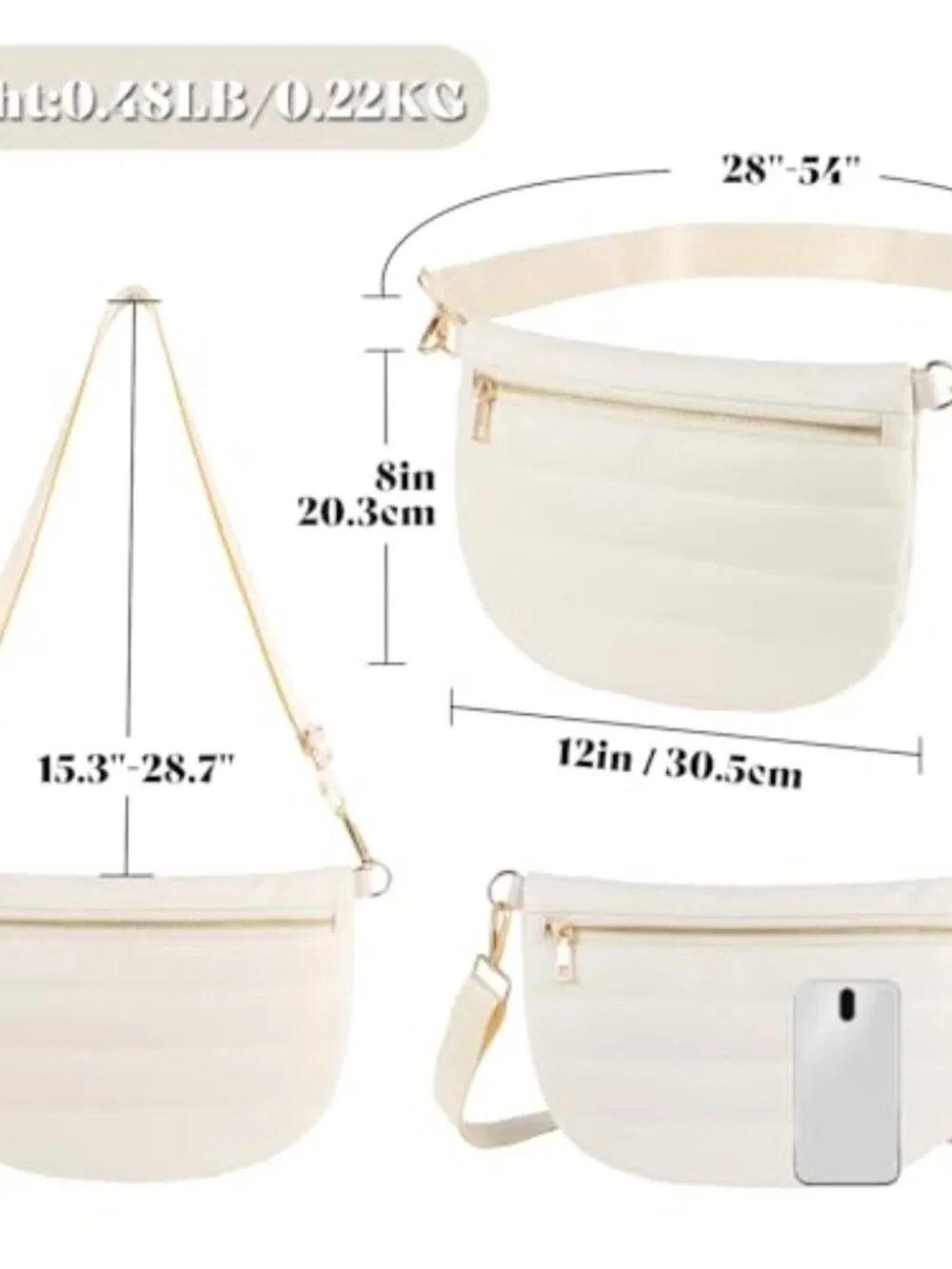 Quilted PU Leather Puffer Belt Bag Crossbody Fanny Pack Bum Bag Adjustable